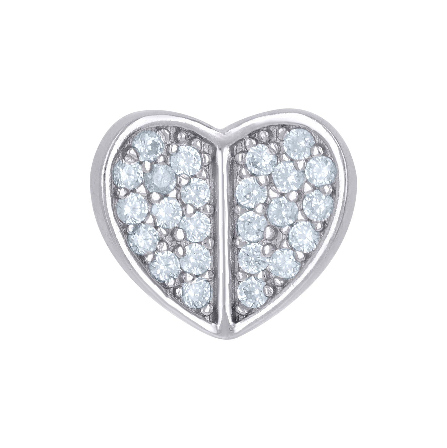 Sterling Silver Womens Cubic-Zirconia Heart Charm Pendant