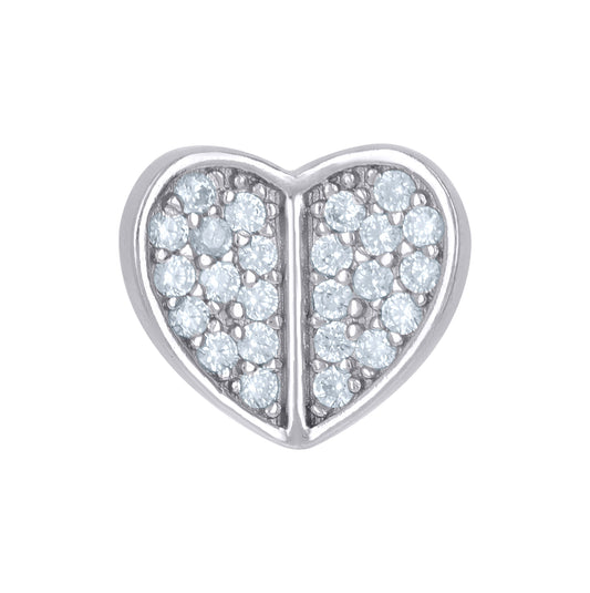 Sterling Silver Womens Cubic-Zirconia Heart Charm Pendant