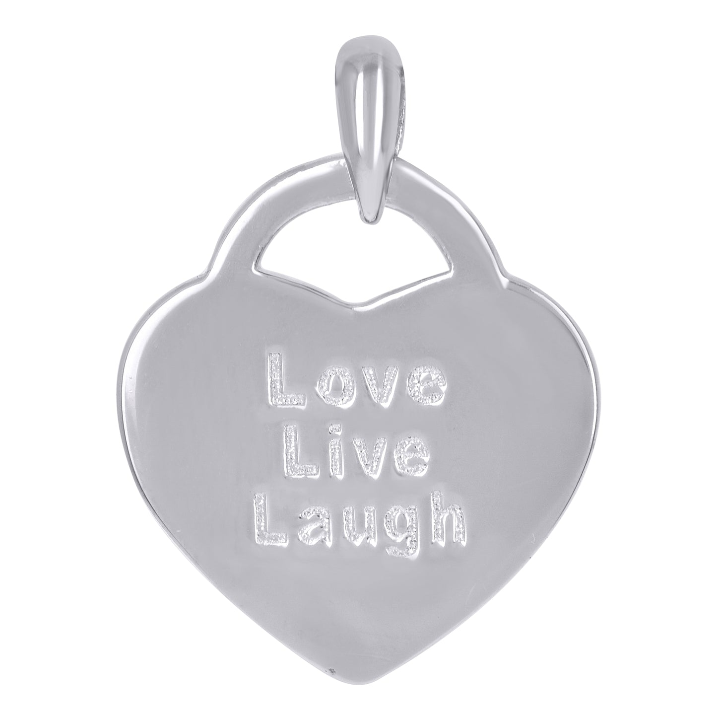 Sterling Silver Womens Love Live Laugh Heart Charm Pendant