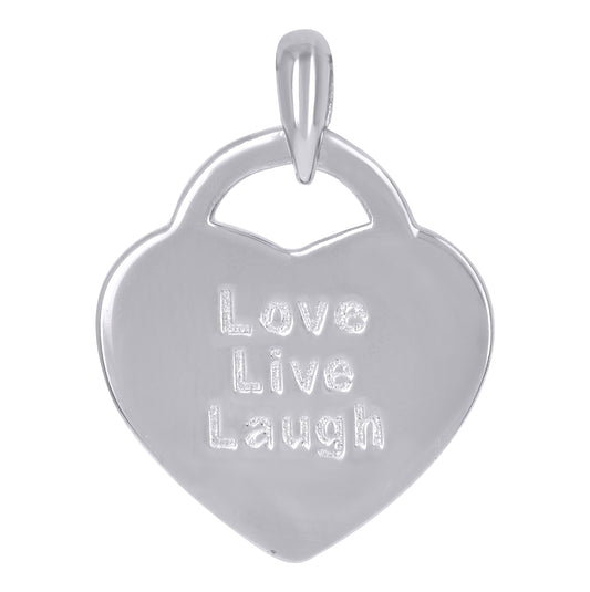 Sterling Silver Womens Love Live Laugh Heart Charm Pendant