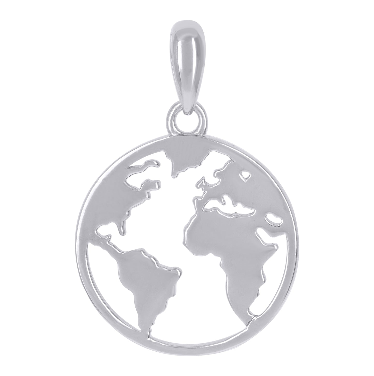 Sterling Silver Mens World Map Globe Charm Pendant
