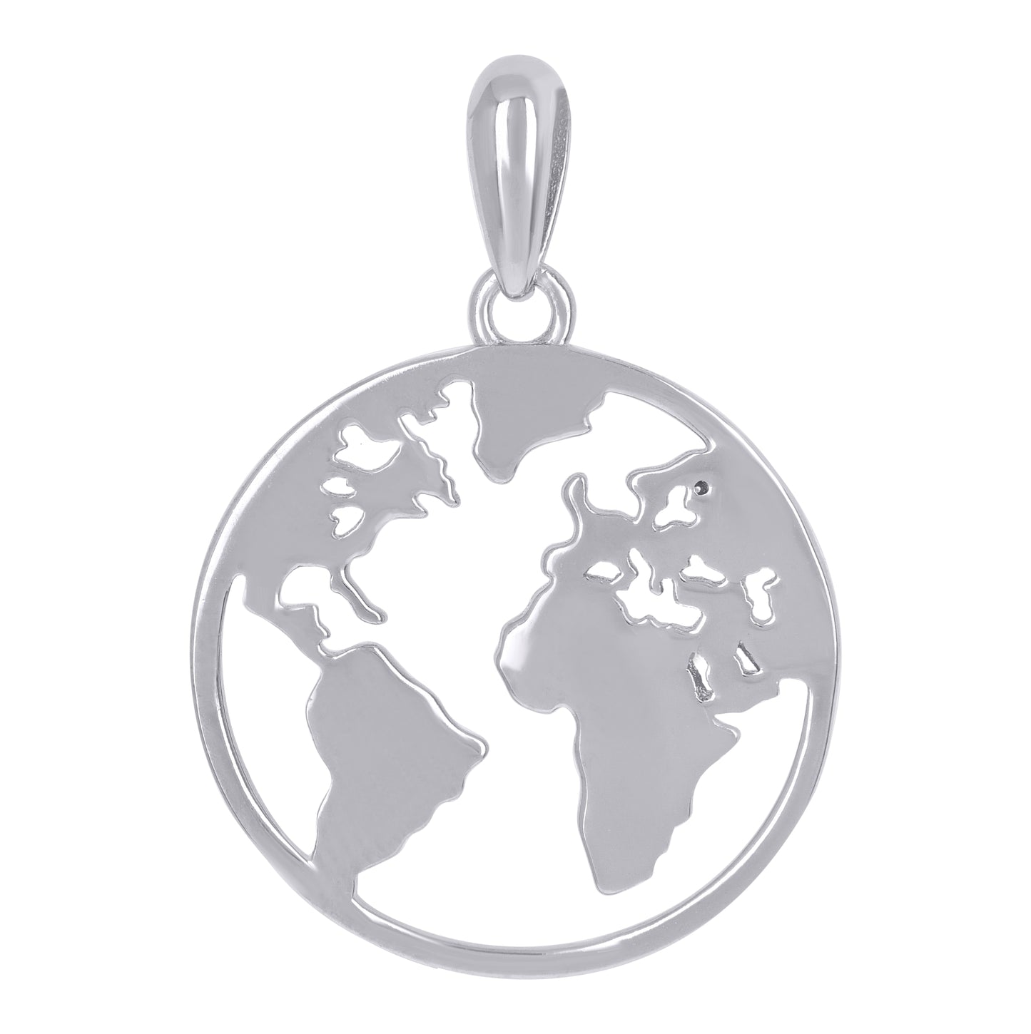 Sterling Silver Mens World Map Globe Charm Pendant