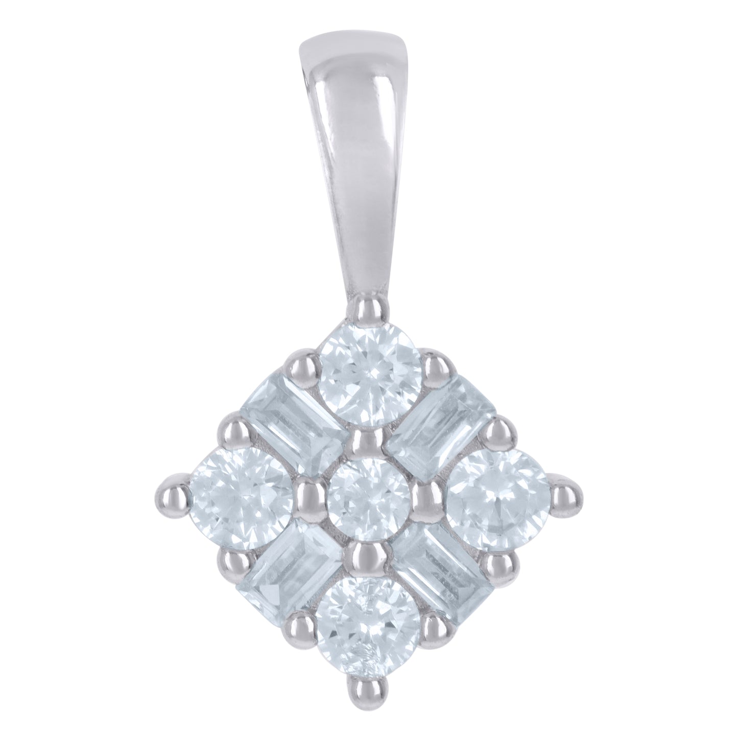 Sterling Silver Womens Baguette Cubic-Zirconia Fashion Charm Pendant