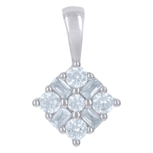 Sterling Silver Womens Baguette Cubic-Zirconia Fashion Charm Pendant