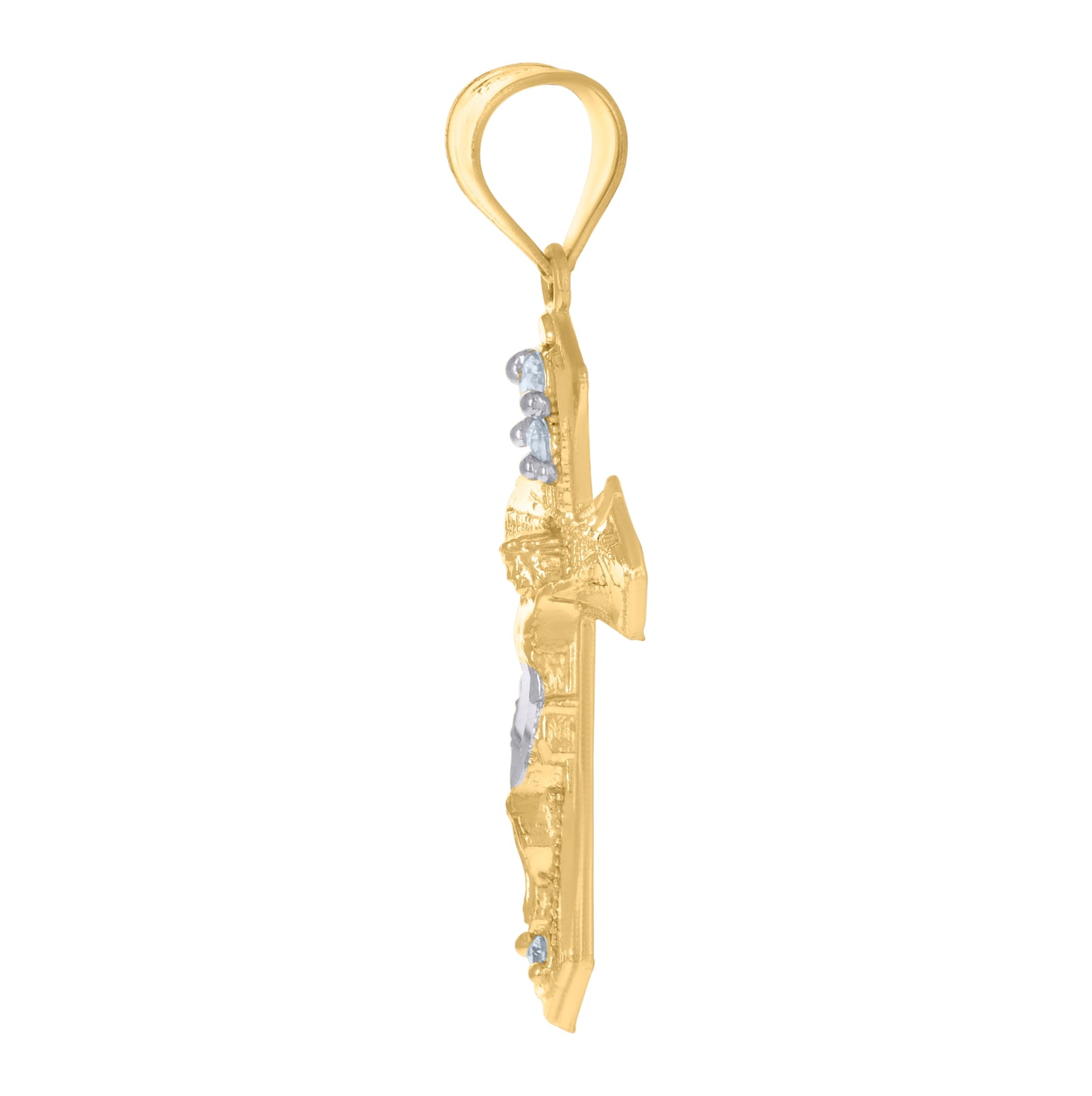 10K Two-Tone Gold Unisex Cubic-Zirconia Crucifix Cross Religious Charm Pendant