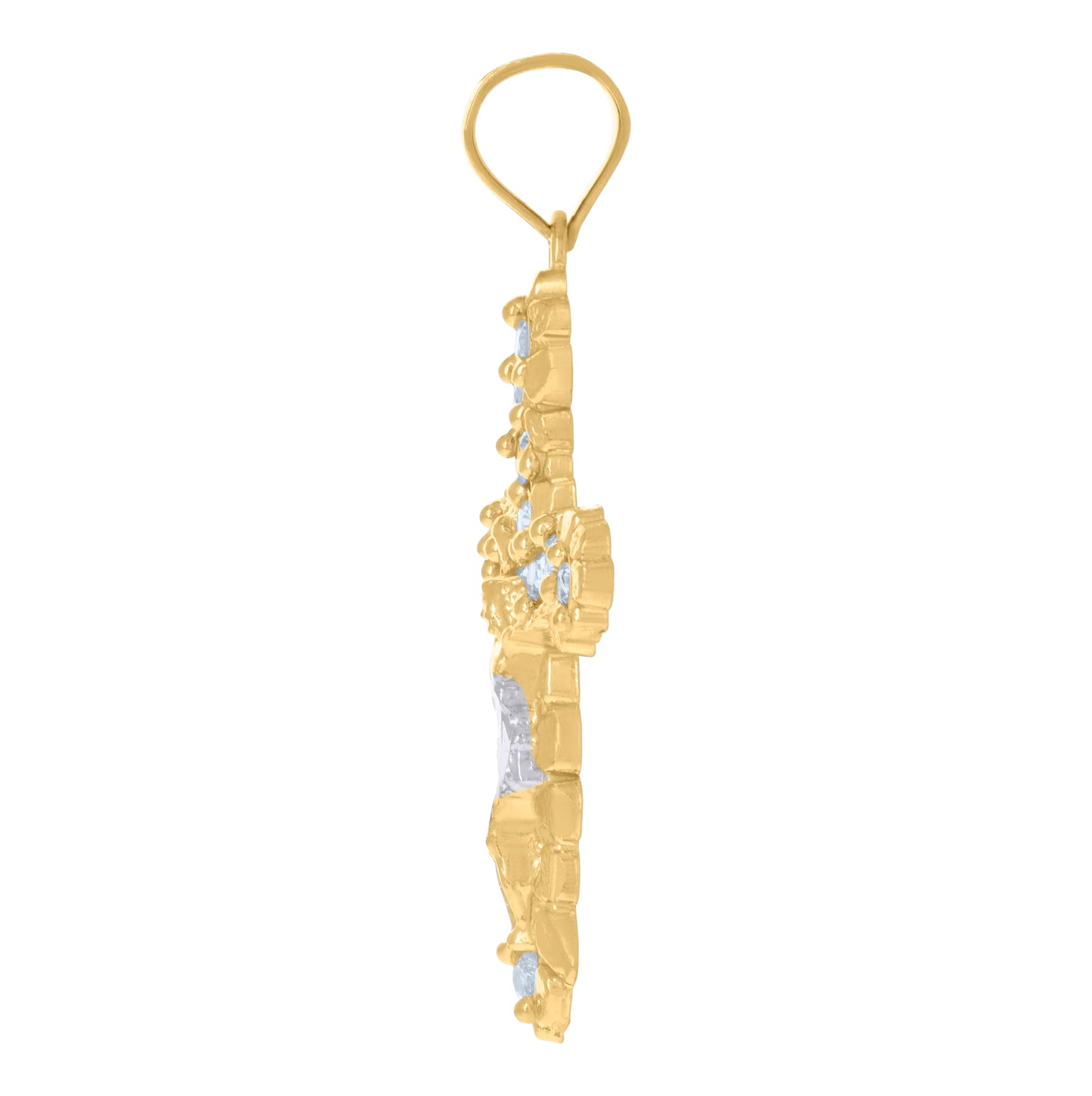10K Two-Tone Gold Unisex Cubic-Zirconia Crucifix Cross Religious Charm Pendant