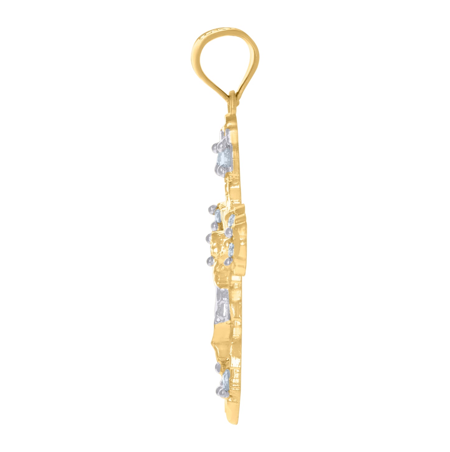 10K Two-Tone Gold Unisex Cubic-Zirconia Crucifix Cross Religious Charm Pendant