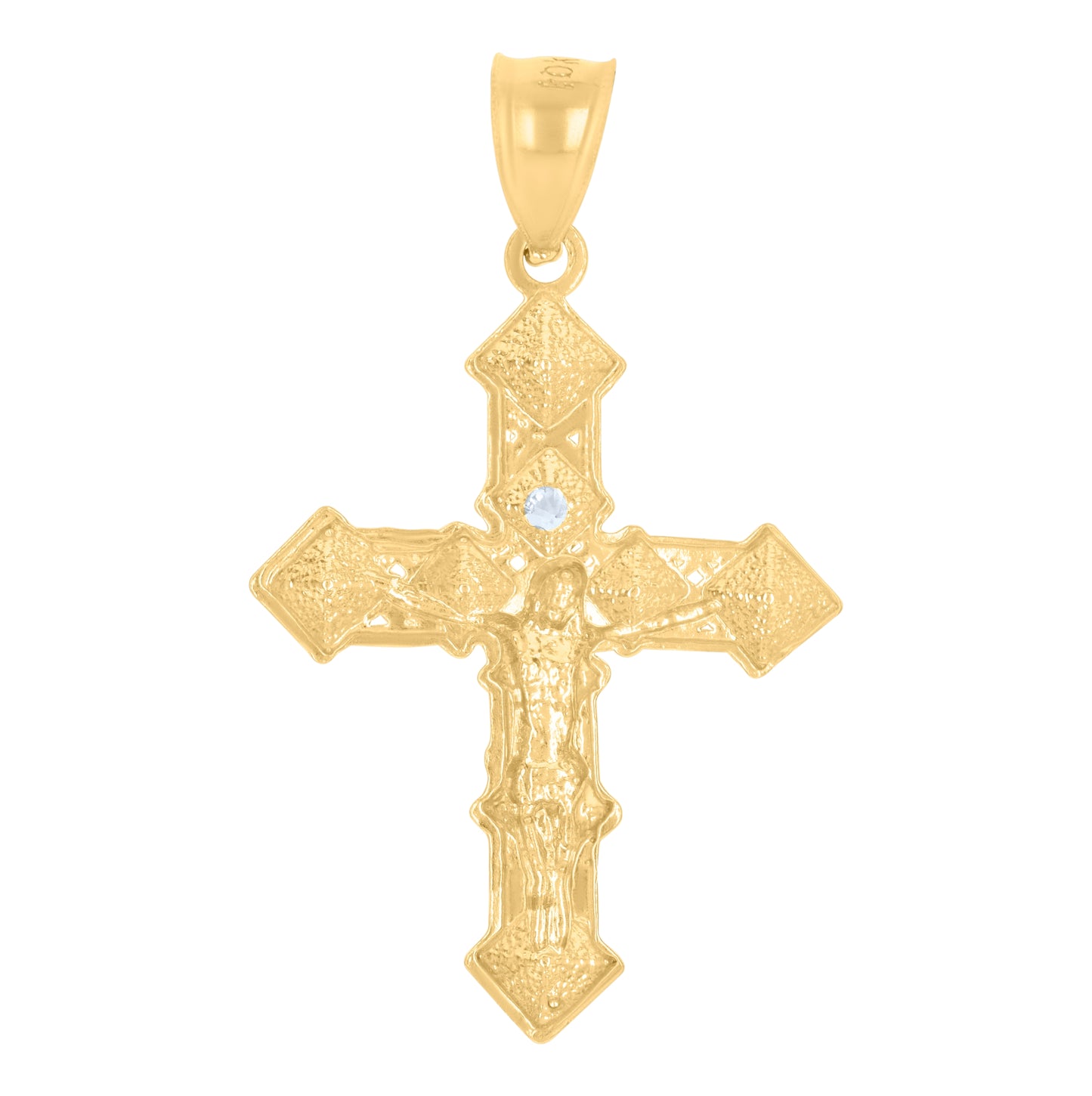 10K Two-Tone Gold Unisex Cubic-Zirconia Crucifix Cross Religious Charm Pendant