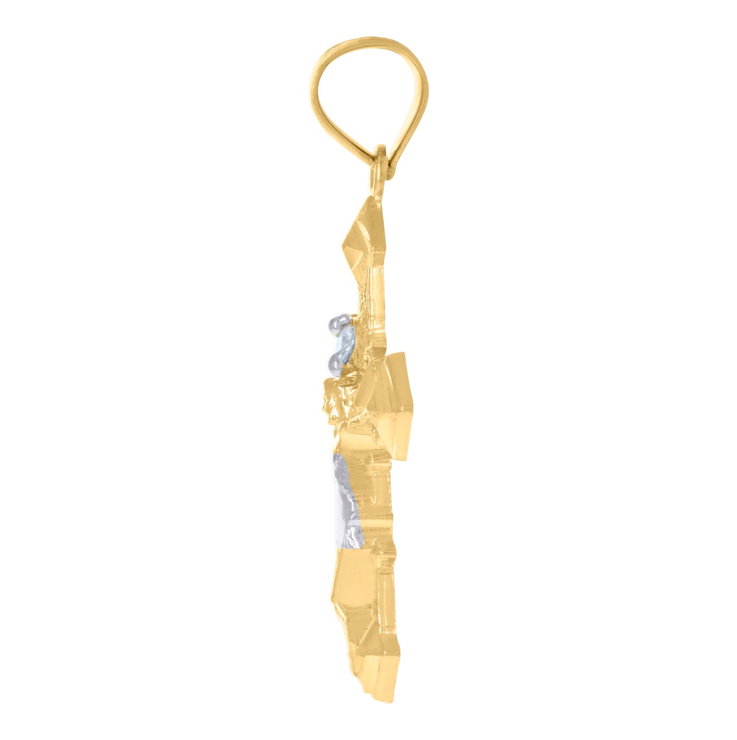 10K Two-Tone Gold Unisex Cubic-Zirconia Crucifix Cross Religious Charm Pendant