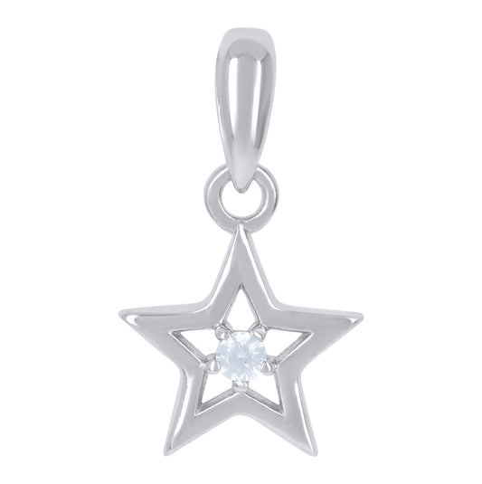 Sterling Silver Unisex Cubic-Zirconia Star Celestial Charm Pendant