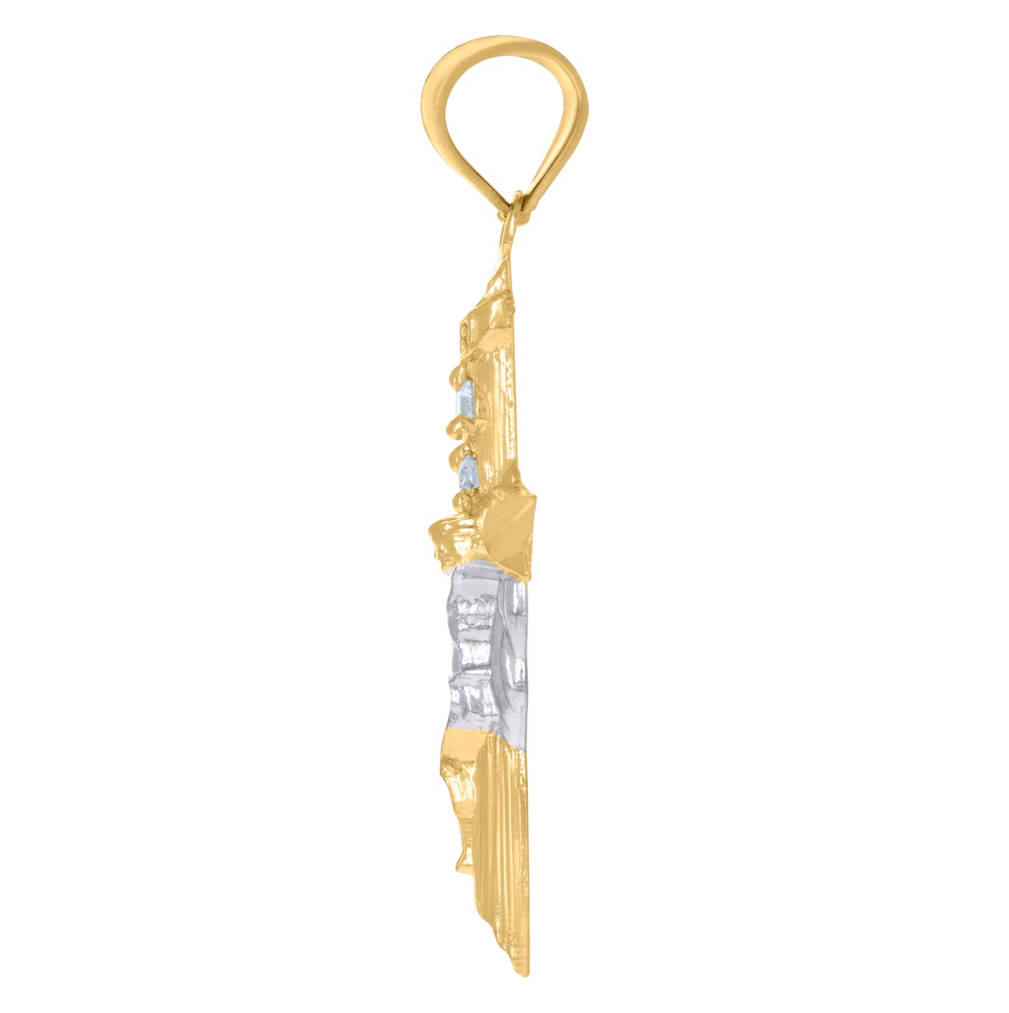 10K Two-Tone Gold Unisex Cubic-Zirconia Crucifix Cross Religious Charm Pendant