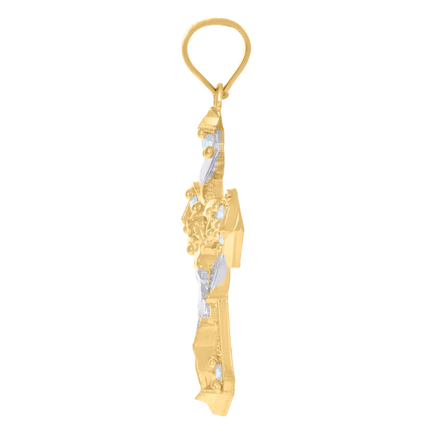10K Two-Tone Gold Unisex Cubic-Zirconia Crucifix Cross Religious Charm Pendant