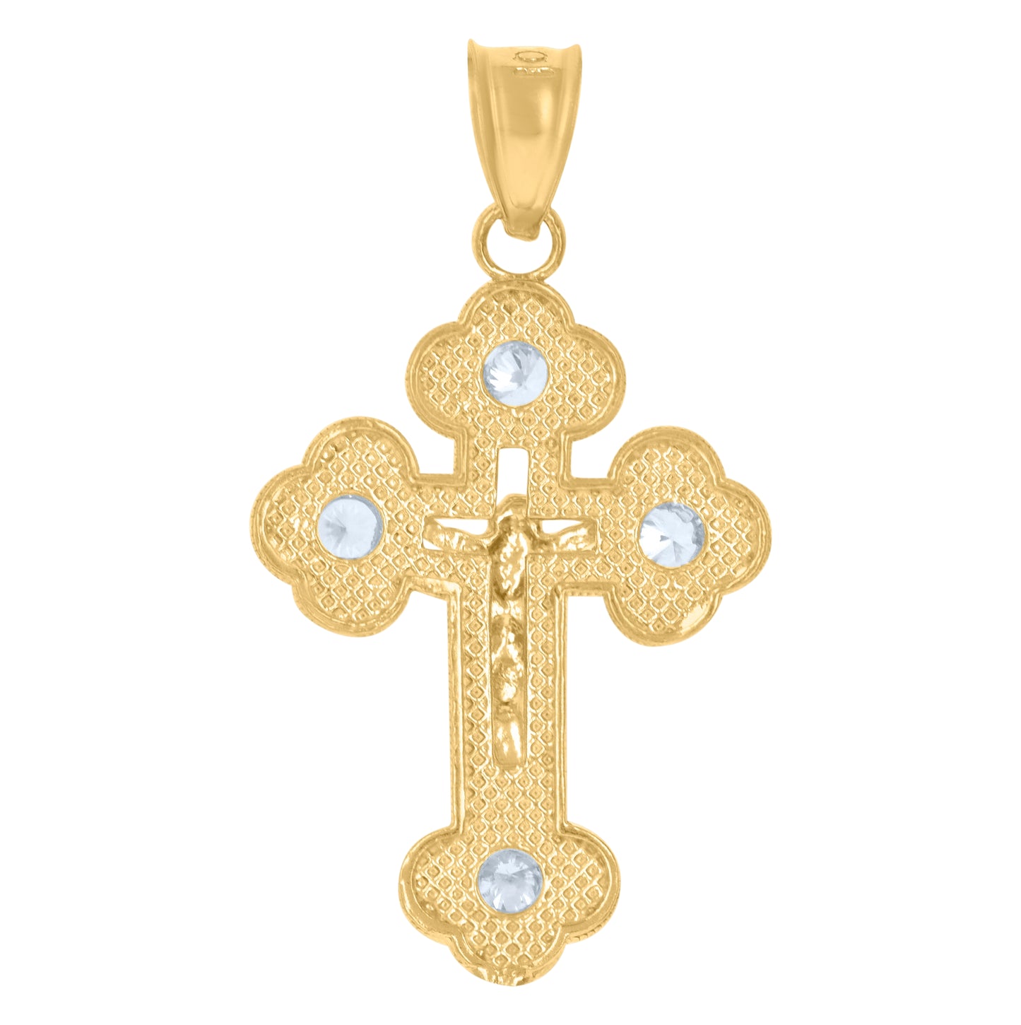 10K Two-Tone Gold Unisex Cubic-Zirconia Crucifix Cross Religious Charm Pendant