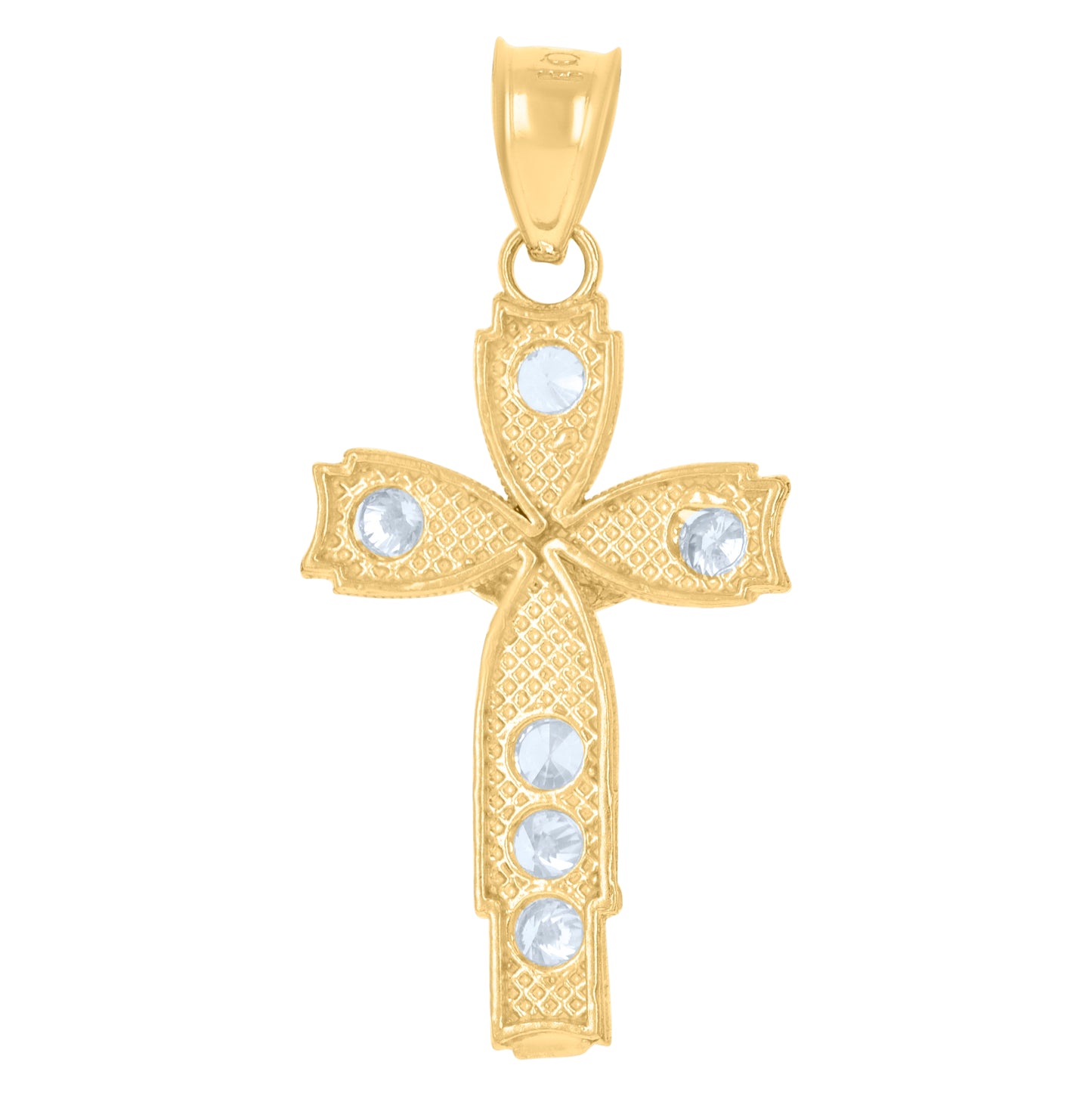 10K Two-Tone Gold Unisex Cubic-Zirconia Crucifix Cross Religious Charm Pendant