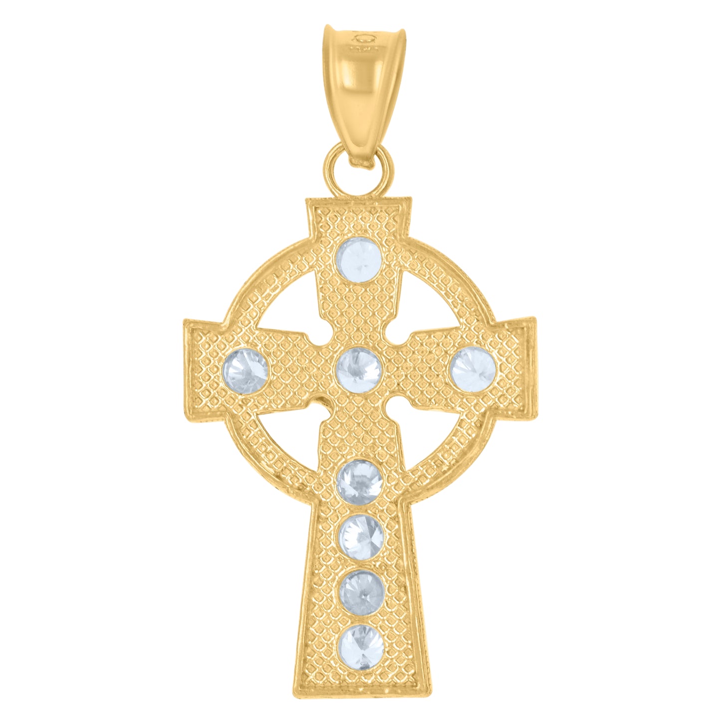 10K Two-Tone Gold Unisex Cubic-Zirconia Crucifix Cross Religious Charm Pendant