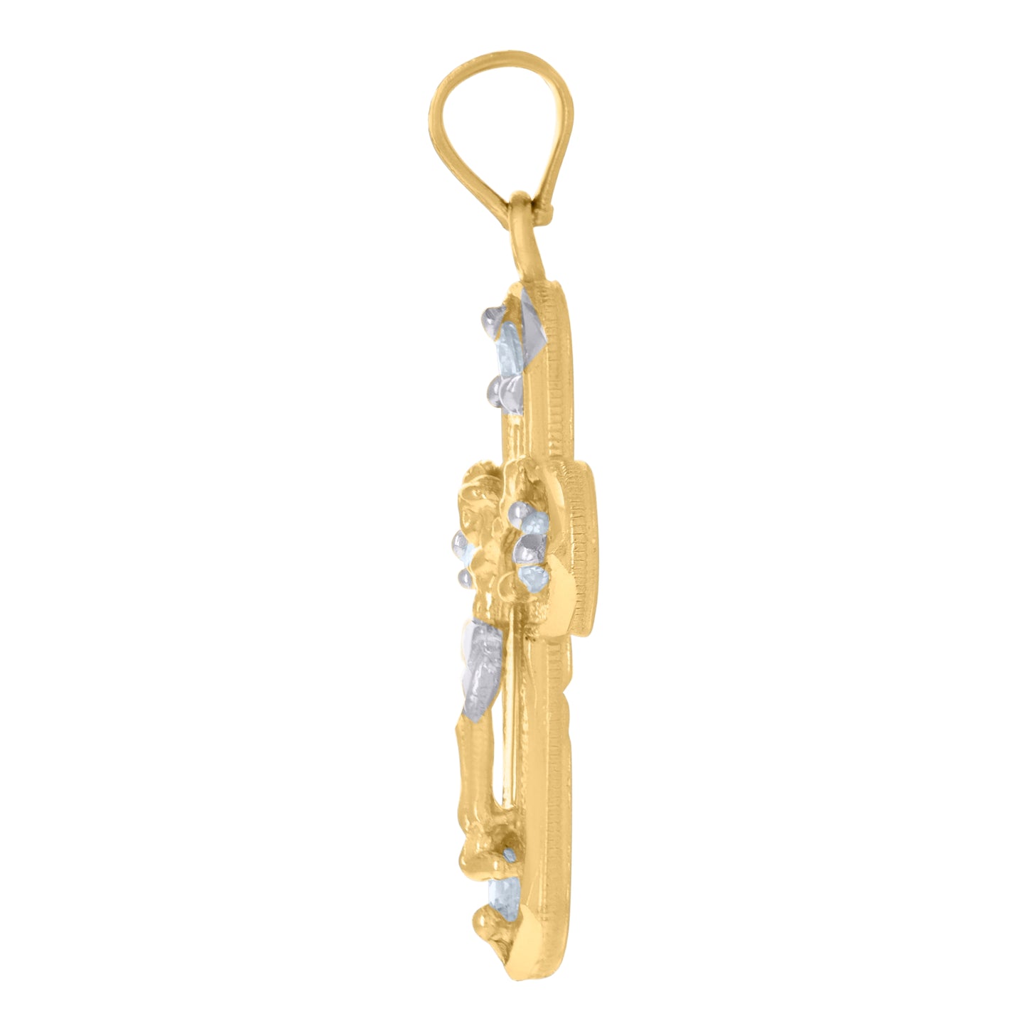 10K Two-Tone Gold Unisex Cubic-Zirconia Crucifix Cross Religious Charm Pendant