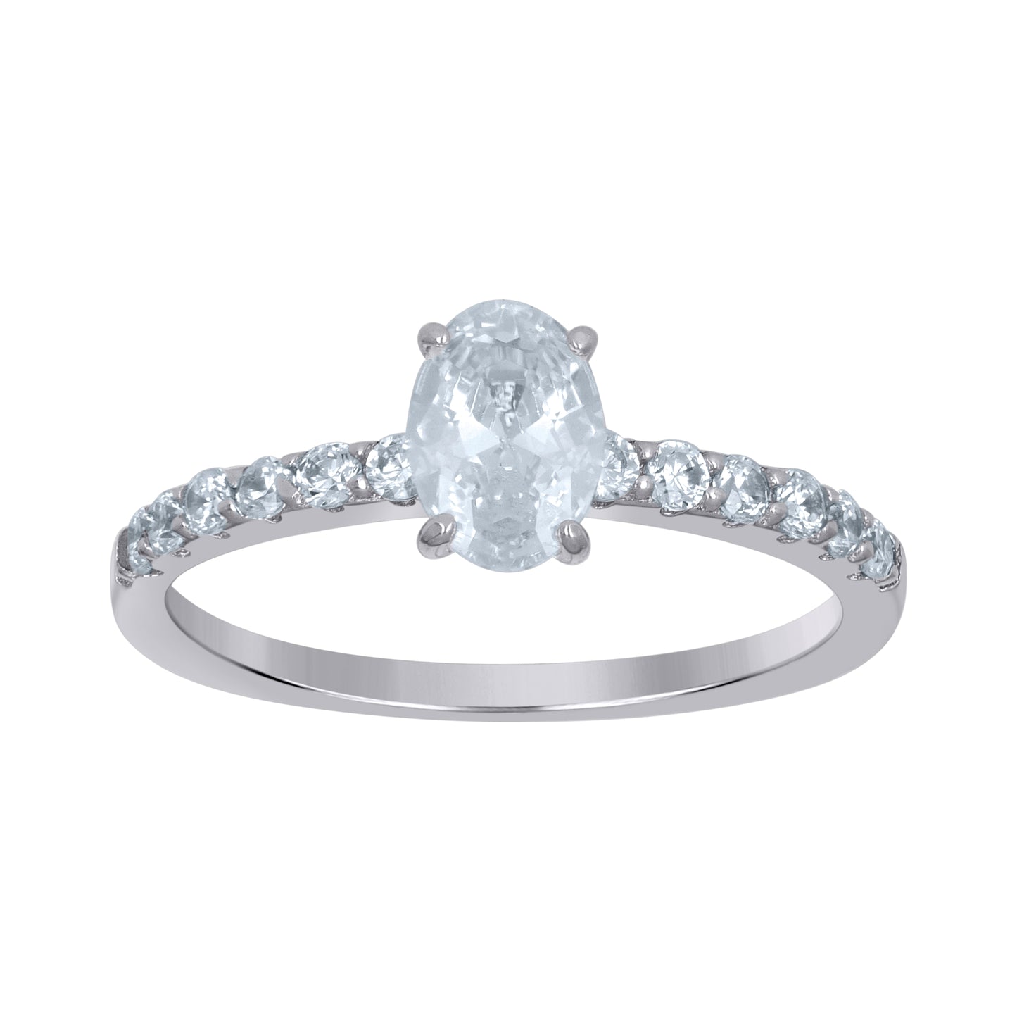 Sterling Silver Womens Oval Solitaire Cubic-Zirconia Oval Bridal Anniversary Engagement Wedding Ring