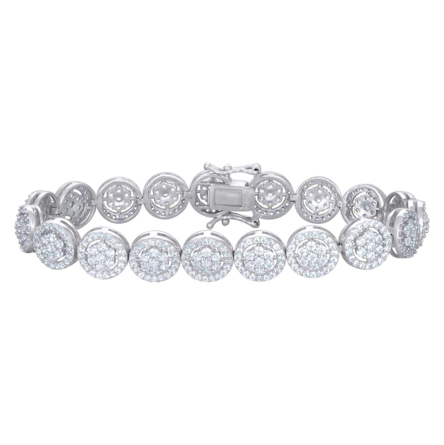 Sterling Silver Womens Cubic-Zirconia Fashion Link Bracelet