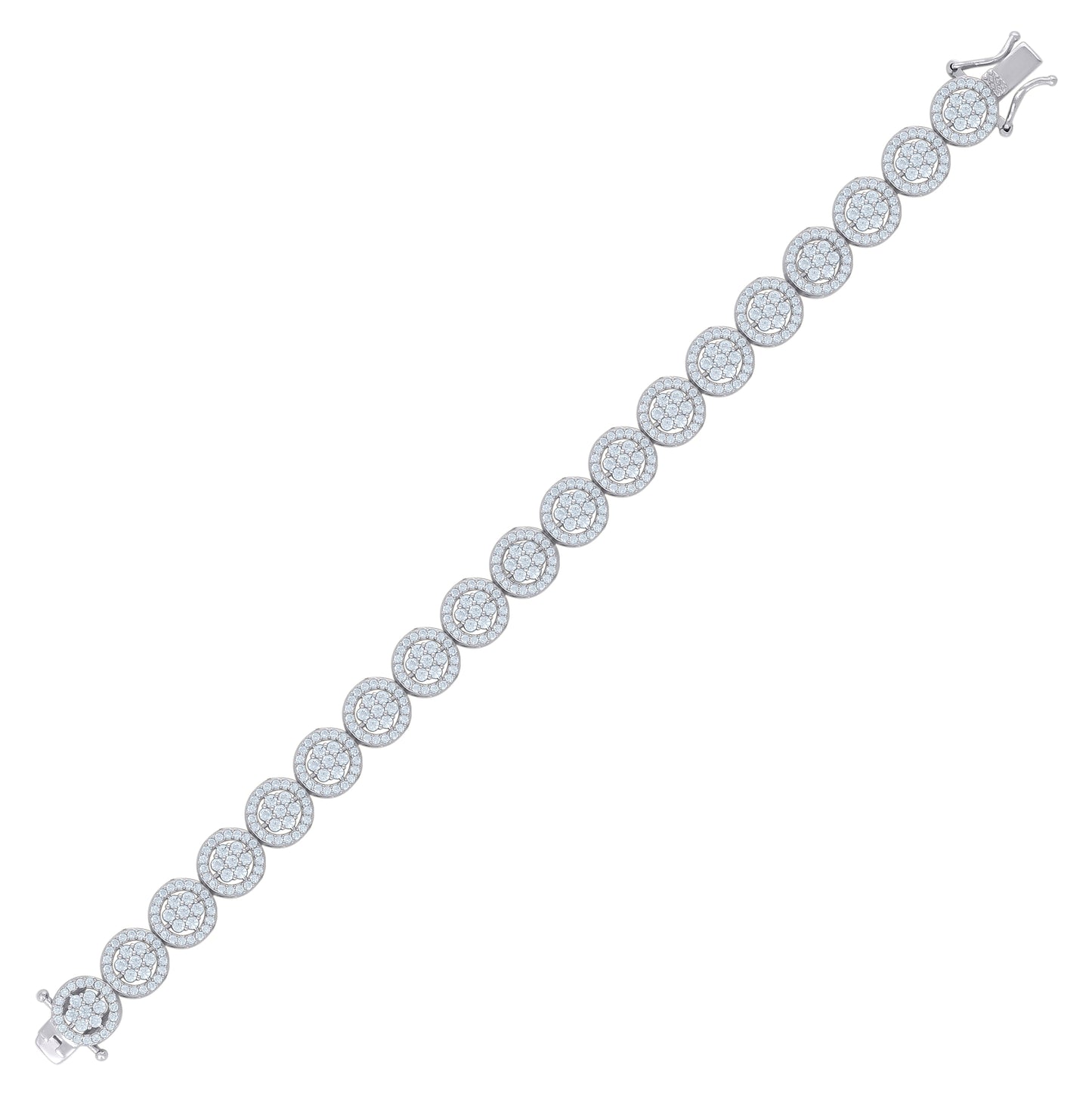 Sterling Silver Womens Cubic-Zirconia Fashion Link Bracelet