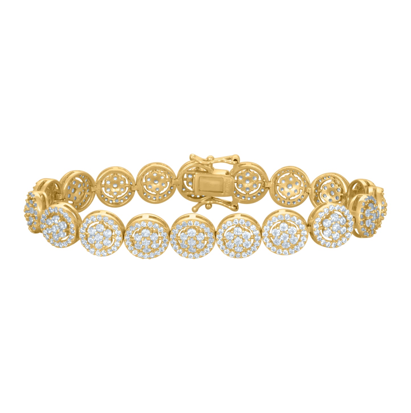 Sterling Silver Yellow-tone Womens Cubic-Zirconia Fashion Link Bracelet