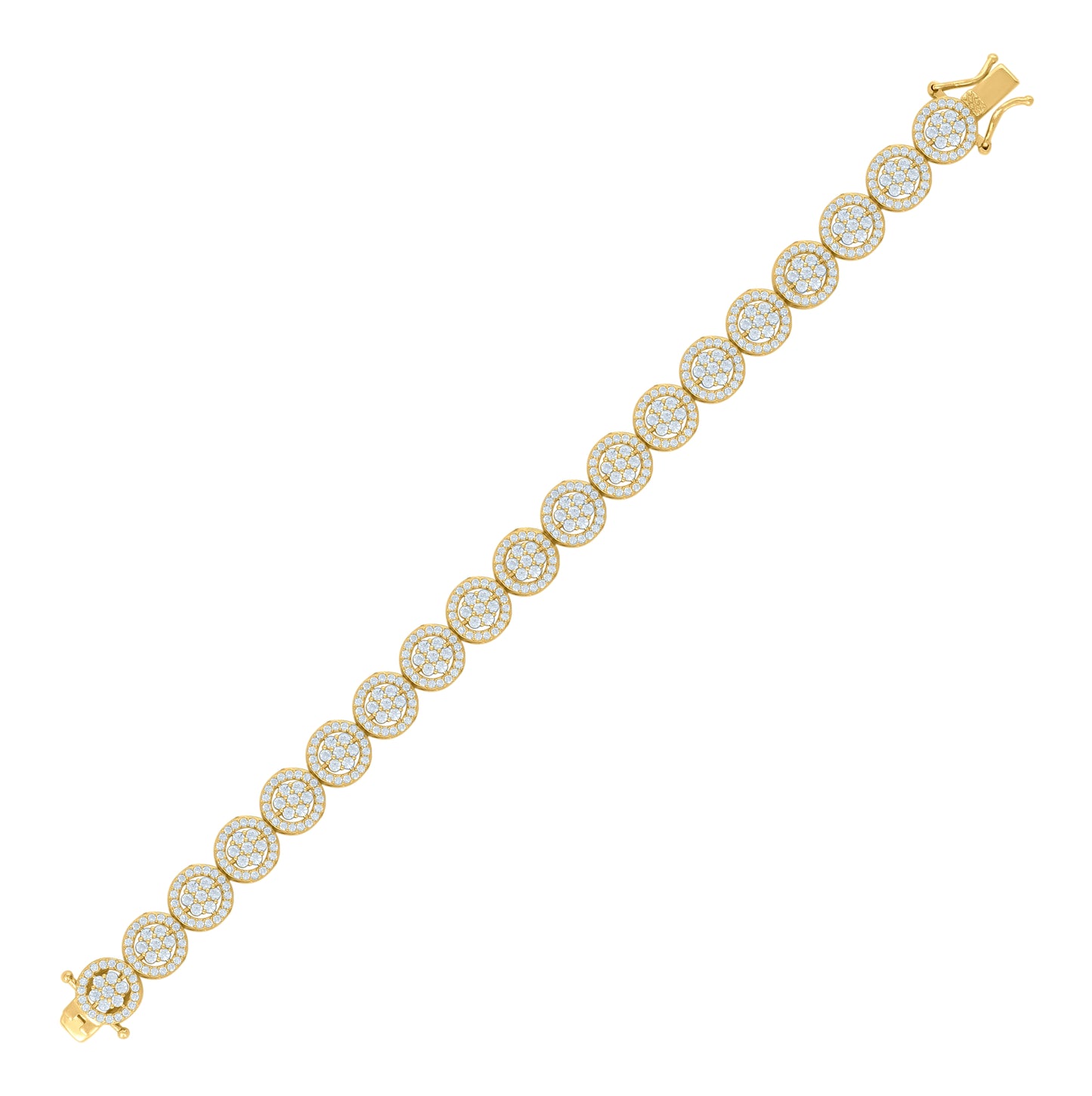 Sterling Silver Yellow-tone Womens Cubic-Zirconia Fashion Link Bracelet