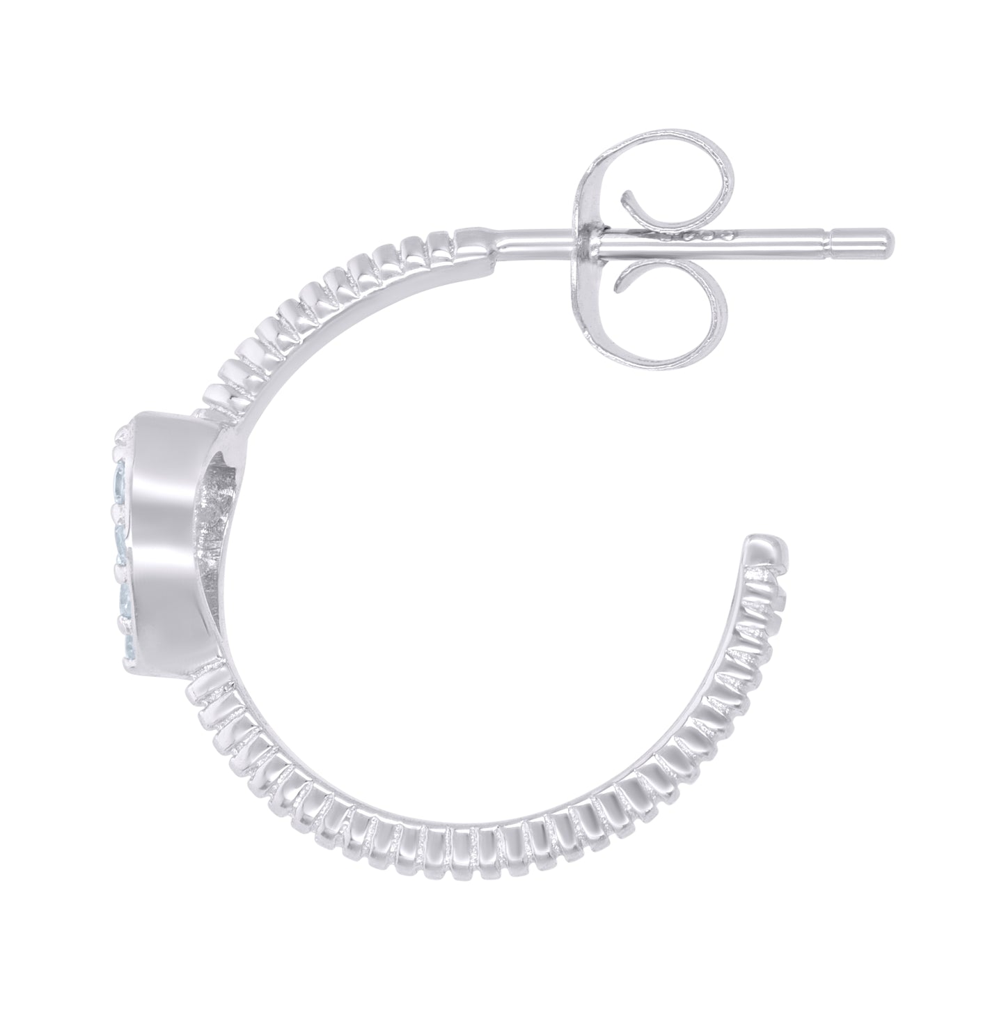 Sterling Silver Womens Cubic-Zirconia Heart Hoop Earrings