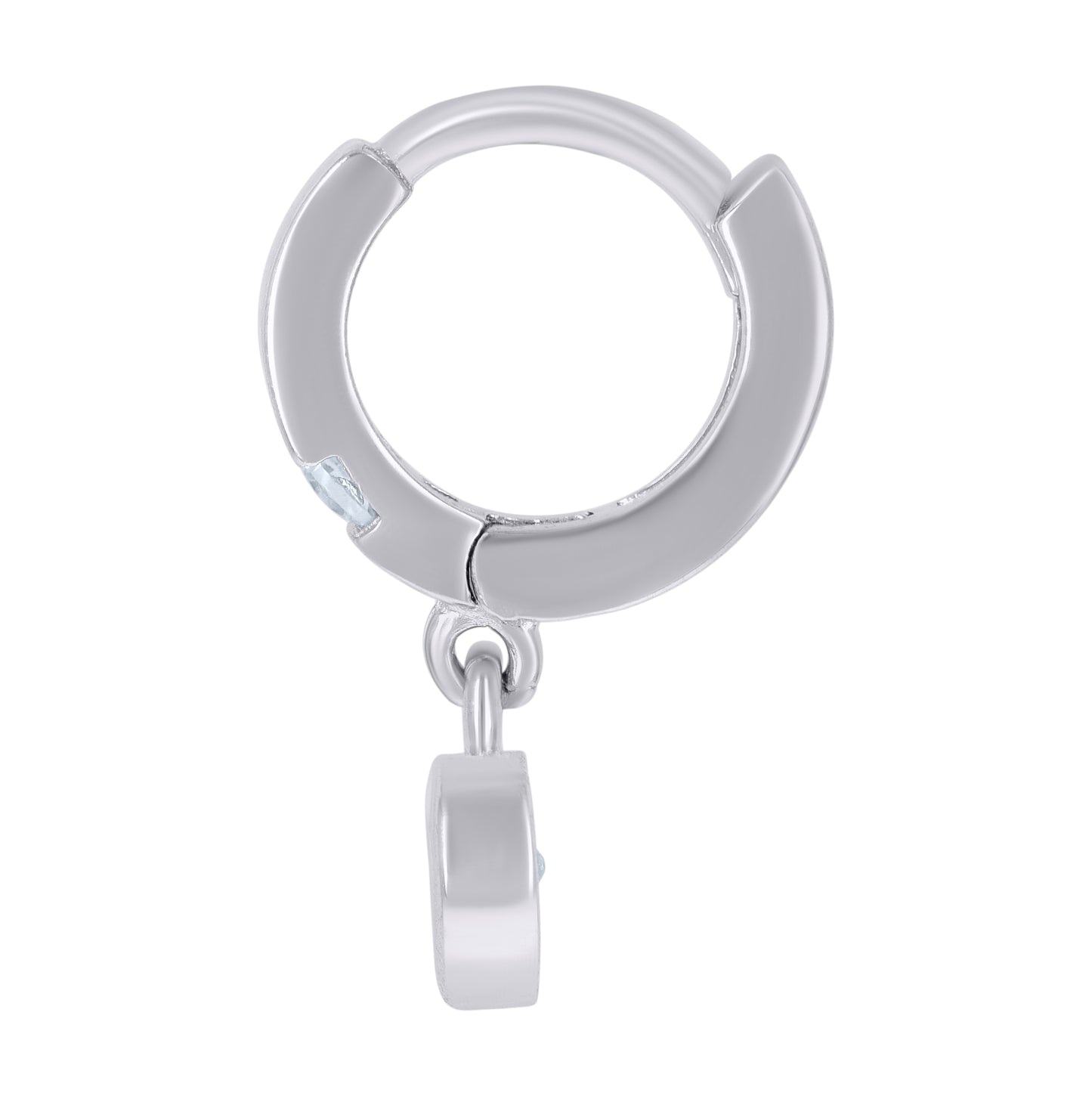 Sterling Silver Womens Heart Round Cubic-Zirconia Heart Endless Dangle Hoop Earrings