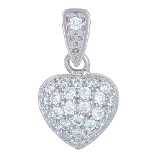 Sterling Silver Womens Cubic-Zirconia Heart Charm Pendant
