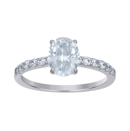 Sterling Silver Women's Oval Solitaire Cubic-Zirconia Oval Bridal Anniversary Engagement Wedding Ring