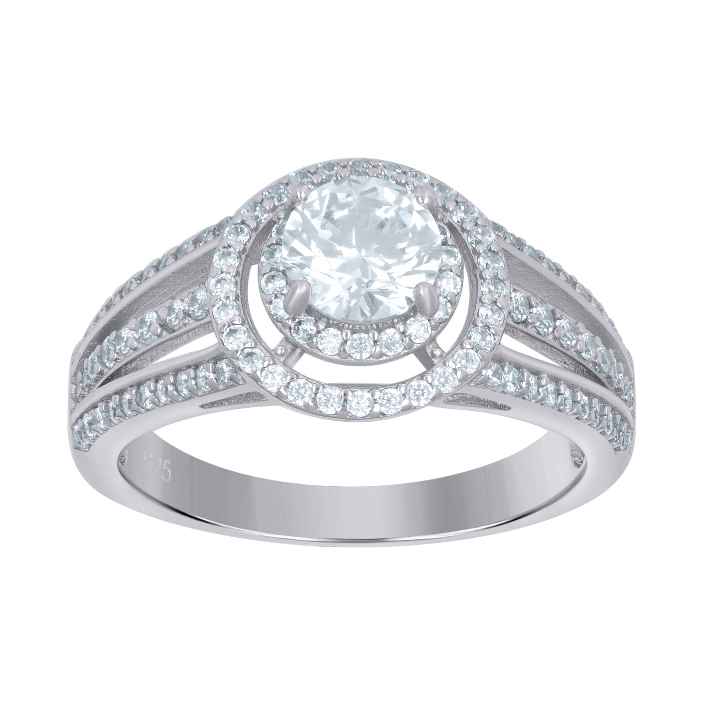 Sterling Silver Women's Solitaire Cubic-Zirconia Bridal Anniversary Engagement Wedding Ring