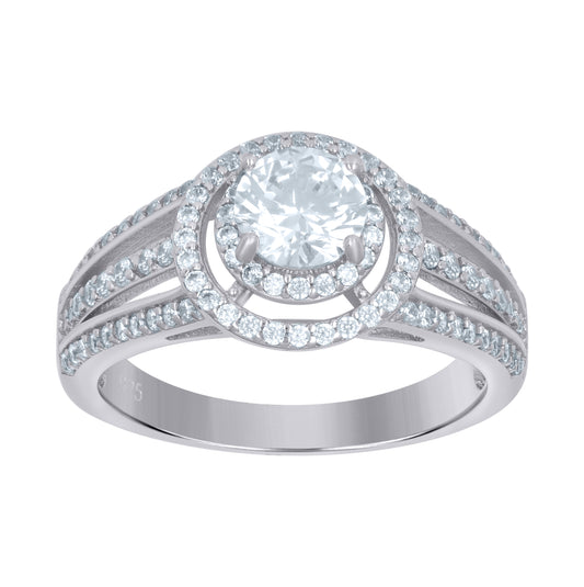 Sterling Silver Women's Solitaire Cubic-Zirconia Bridal Anniversary Engagement Wedding Ring
