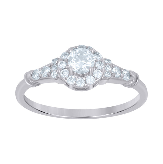 Sterling Silver Women's Solitaire Cubic-Zirconia Bridal Anniversary Engagement Wedding Ring