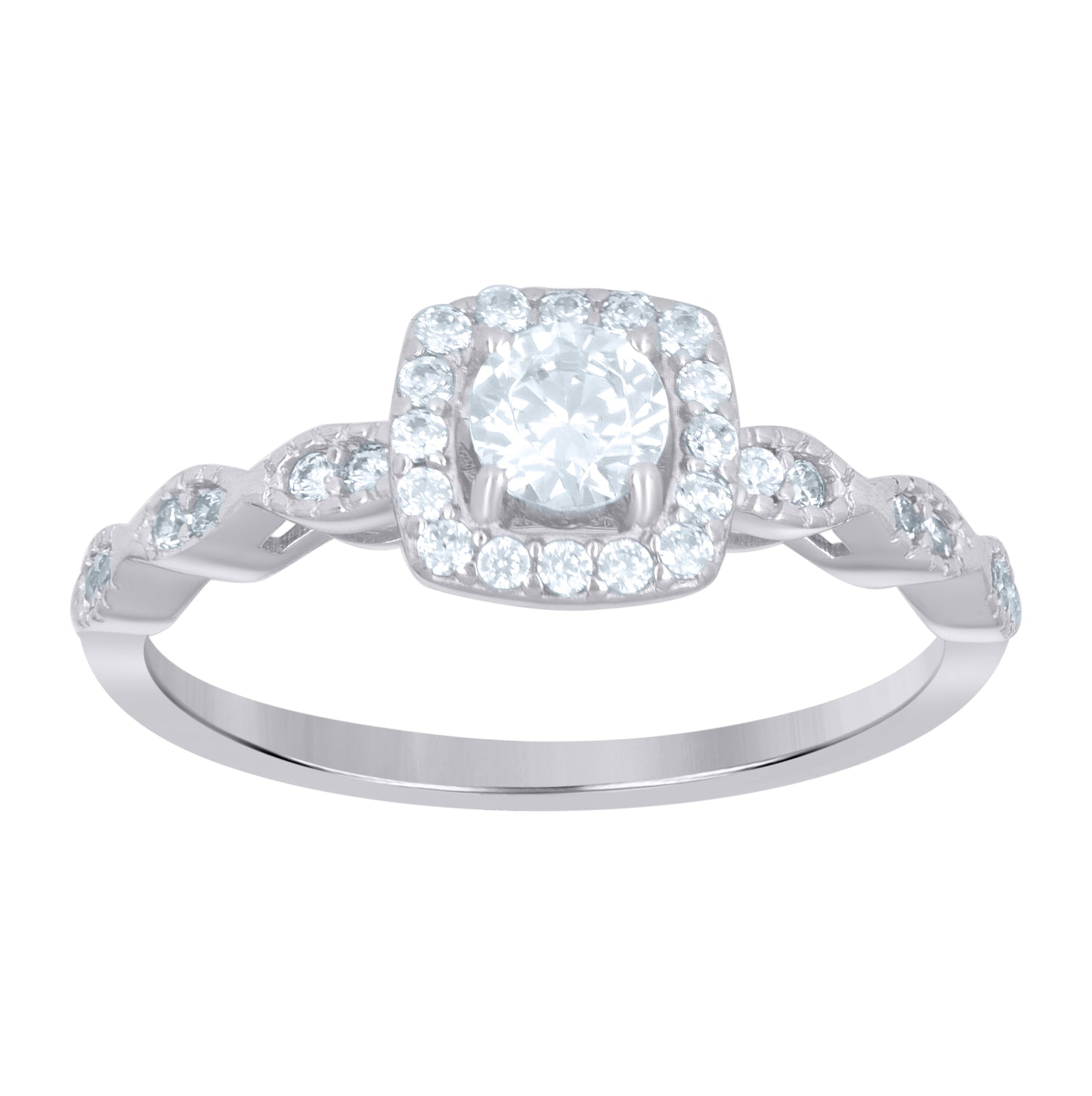 Sterling Silver Womens Solitaire Cubic-Zirconia Square Head Bridal Anniversary Engagement Wedding Ring