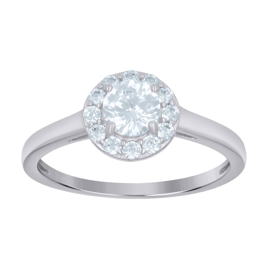 Sterling Silver Women's Solitaire Cubic-Zirconia Bridal Anniversary Engagement Wedding Ring