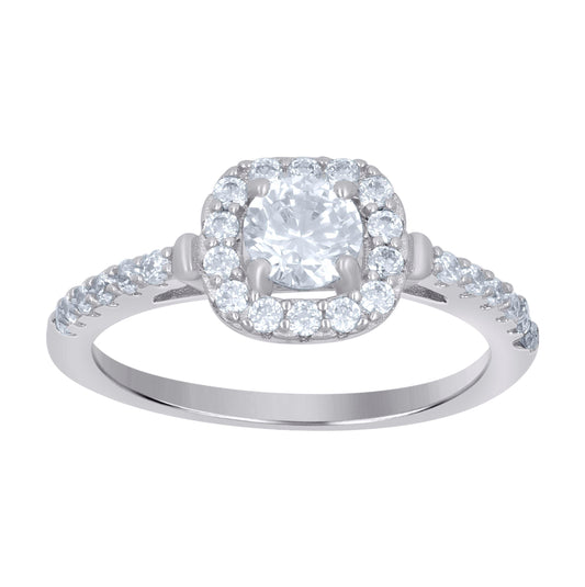 Sterling Silver Women's Solitaire Cubic-Zirconia Square Head Bridal Anniversary Engagement Wedding Ring