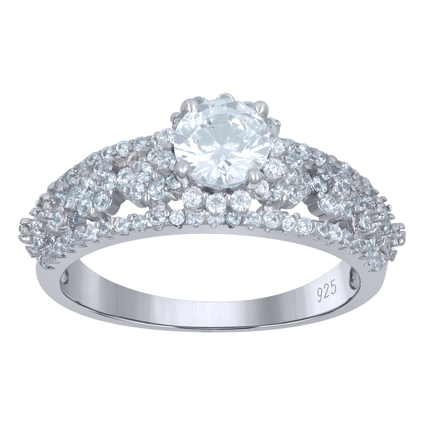Sterling Silver Women's Solitaire Cubic-Zirconia Bridal Anniversary Engagement Wedding Ring
