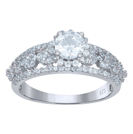 Sterling Silver Women's Solitaire Cubic-Zirconia Bridal Anniversary Engagement Wedding Ring