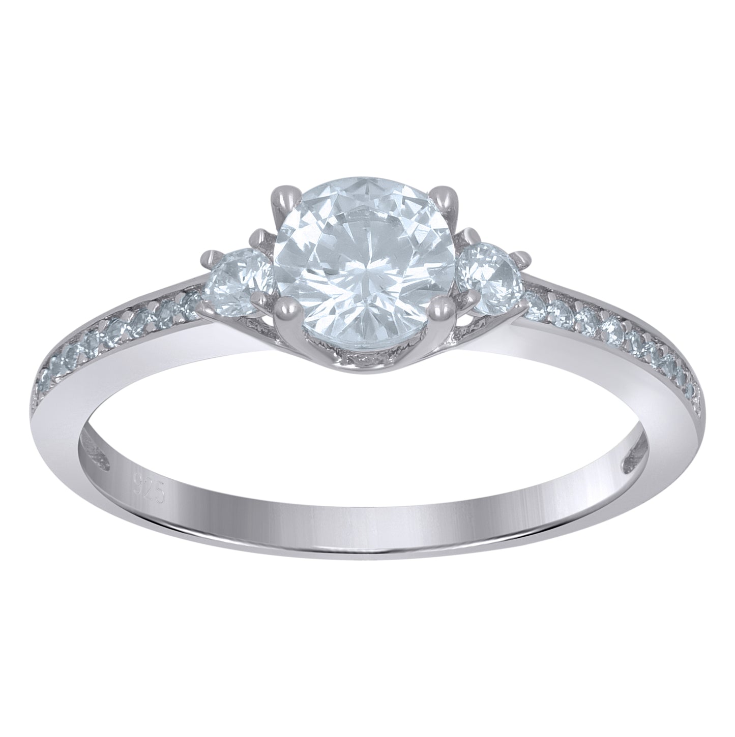 Sterling Silver Women's Solitaire Cubic-Zirconia Bridal Anniversary Engagement Wedding Ring