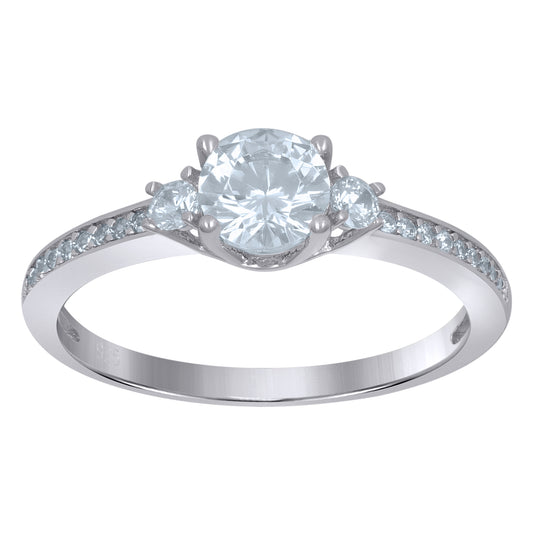 Sterling Silver Women's Solitaire Cubic-Zirconia Bridal Anniversary Engagement Wedding Ring