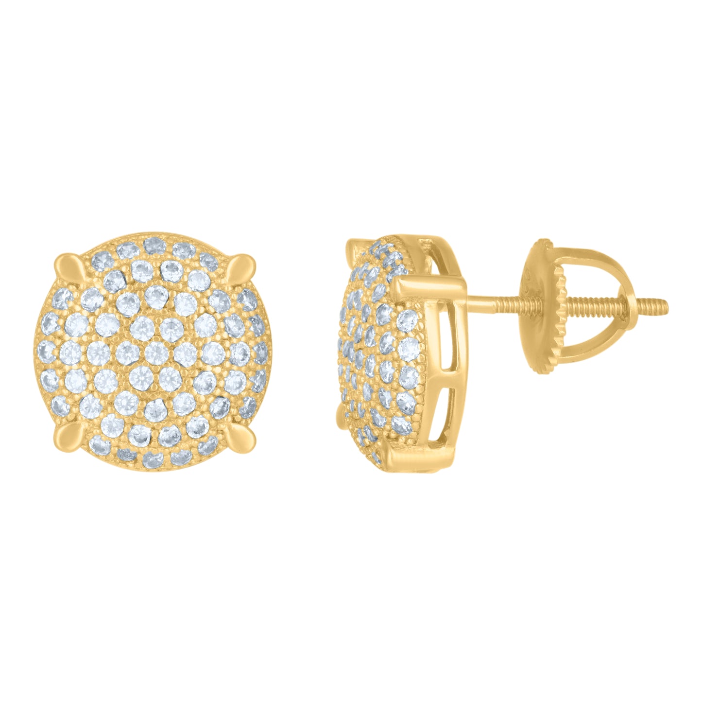 Sterling Silver Or Yellow-Tone Mens Cubic-Zirconia Fashion Stud Earrings