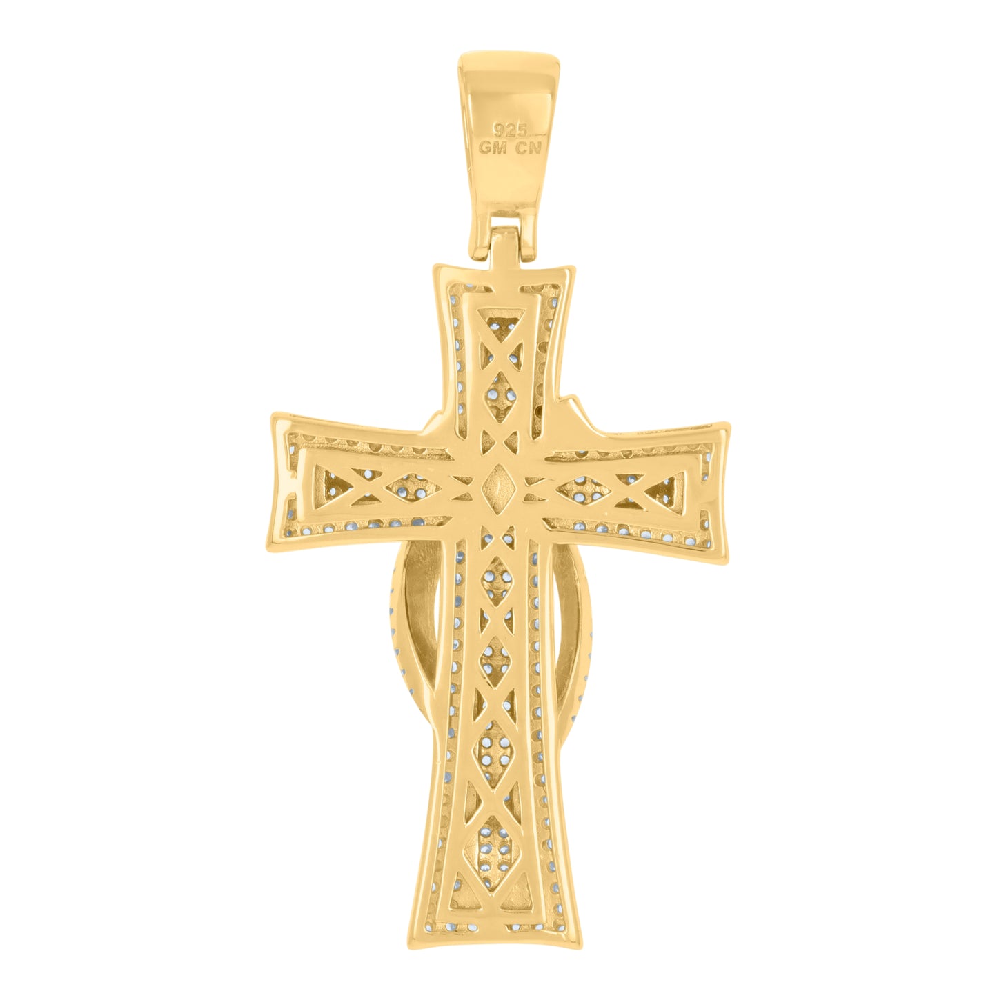 Sterling Silver Mens Cubic-Zirconia Cross Religious Charm Pendant