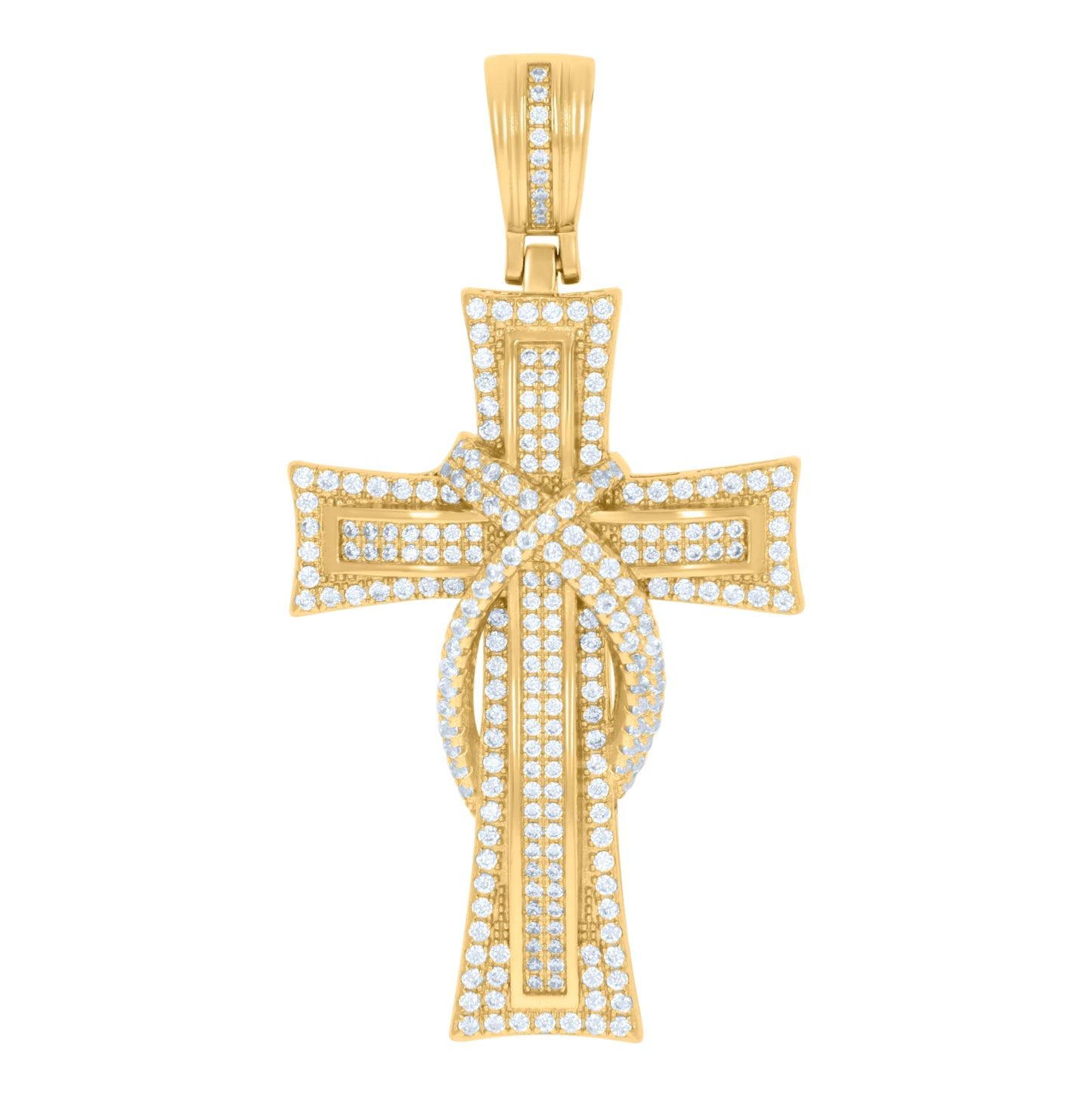 Sterling Silver Mens Cubic-Zirconia Cross Religious Charm Pendant
