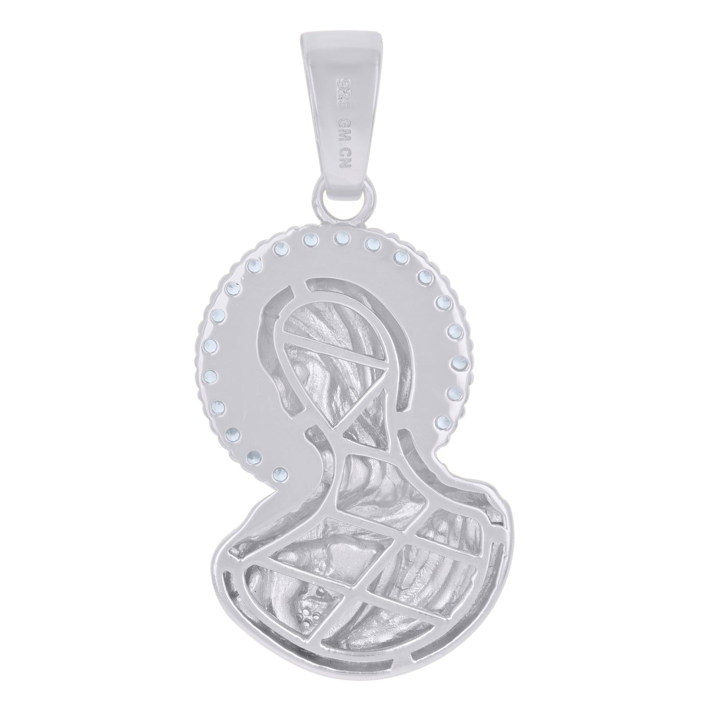 Sterling Silver Mens Cubic-Zirconia Mother Marry Religious Charm Pendant
