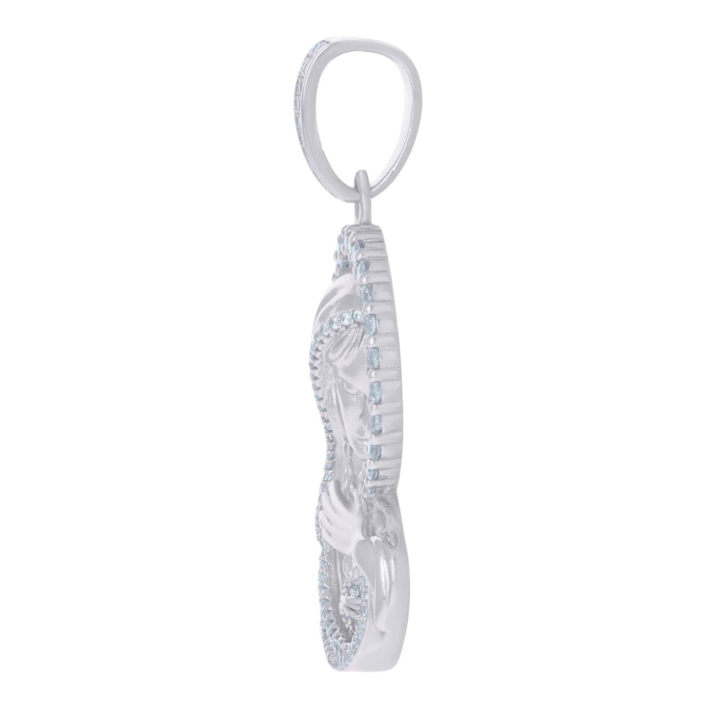 Sterling Silver Mens Cubic-Zirconia Mother Marry Religious Charm Pendant