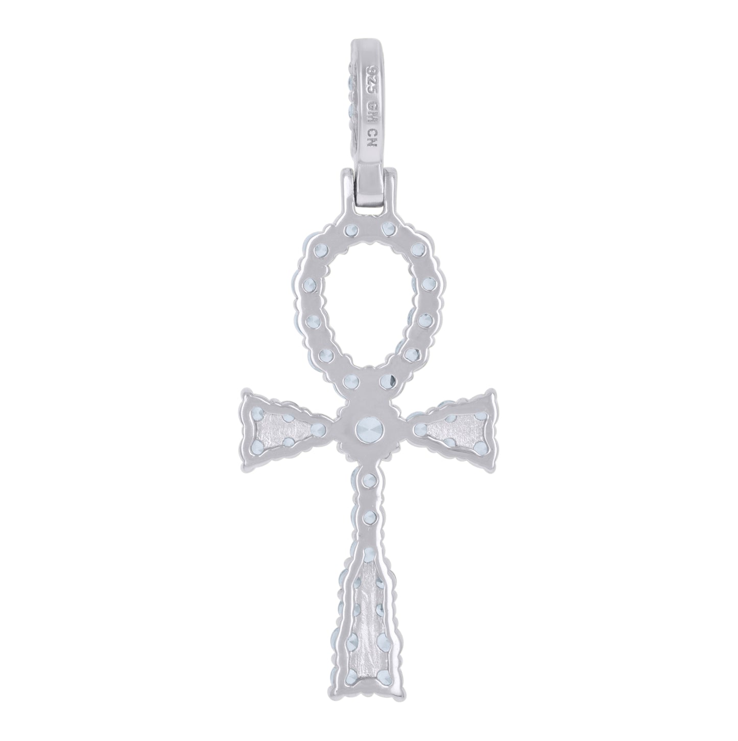 Sterling Silver Mens Cubic-Zirconia Egyptian Ankh Cross Religious Charm Pendant