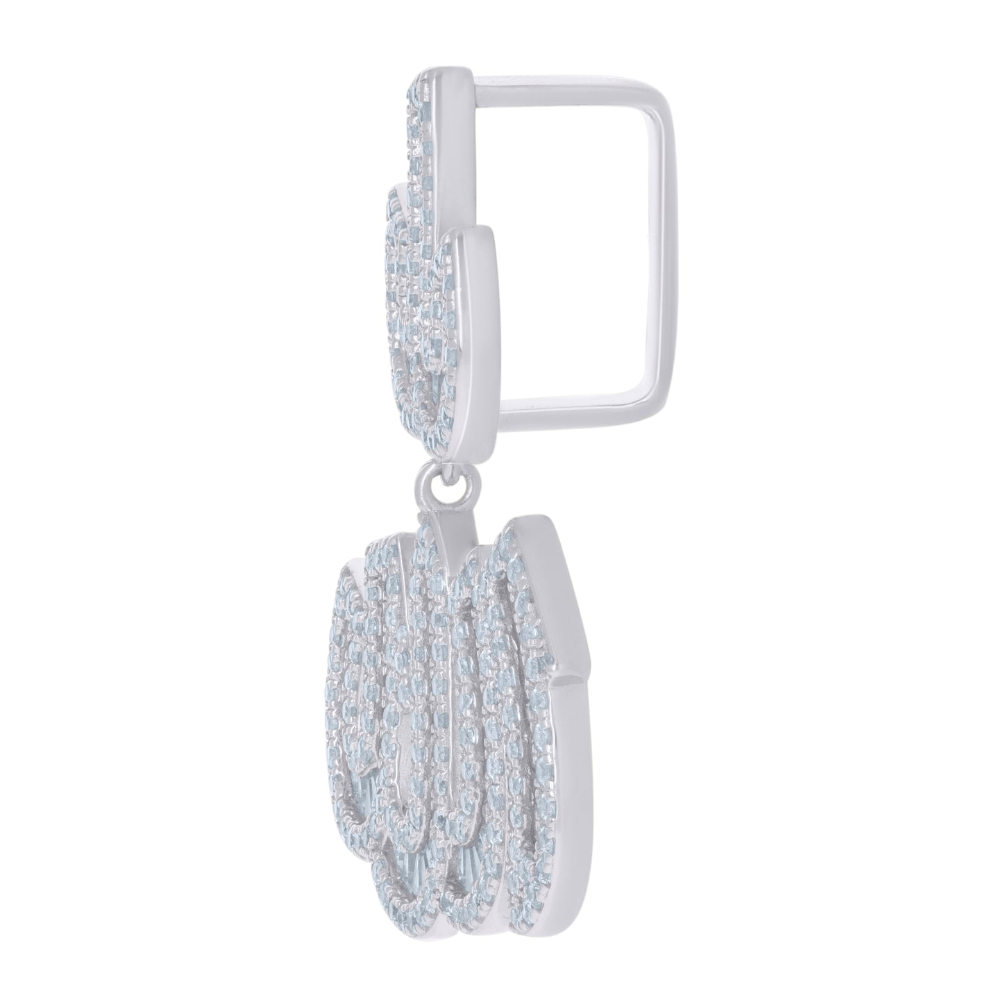 Sterling Silver Mens Round & Baguette Cubic-Zirconia Allah Symbol Religious Charm Pendant