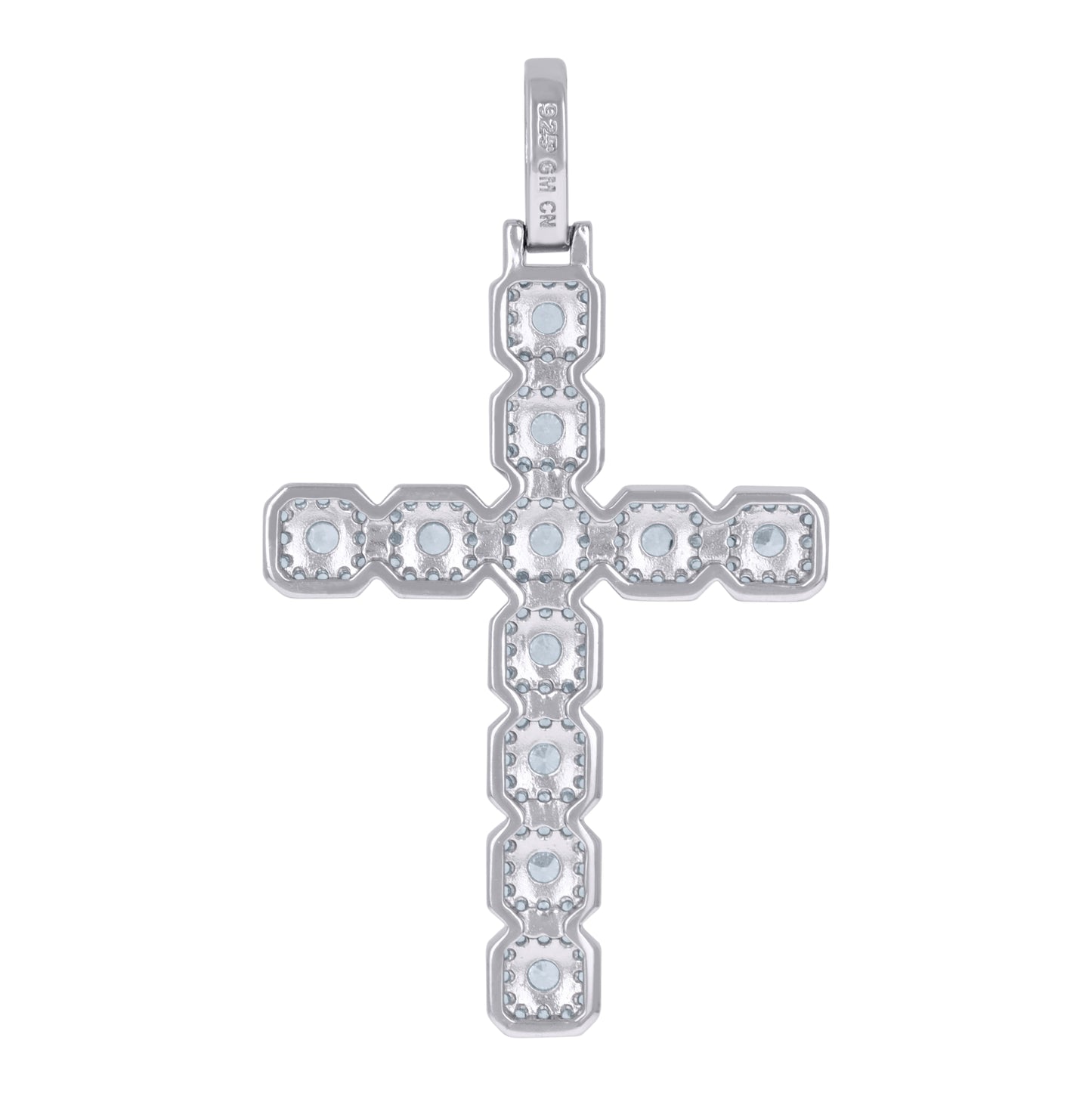 Sterling Silver Mens Cubic-Zirconia Cross Religious Charm Pendant