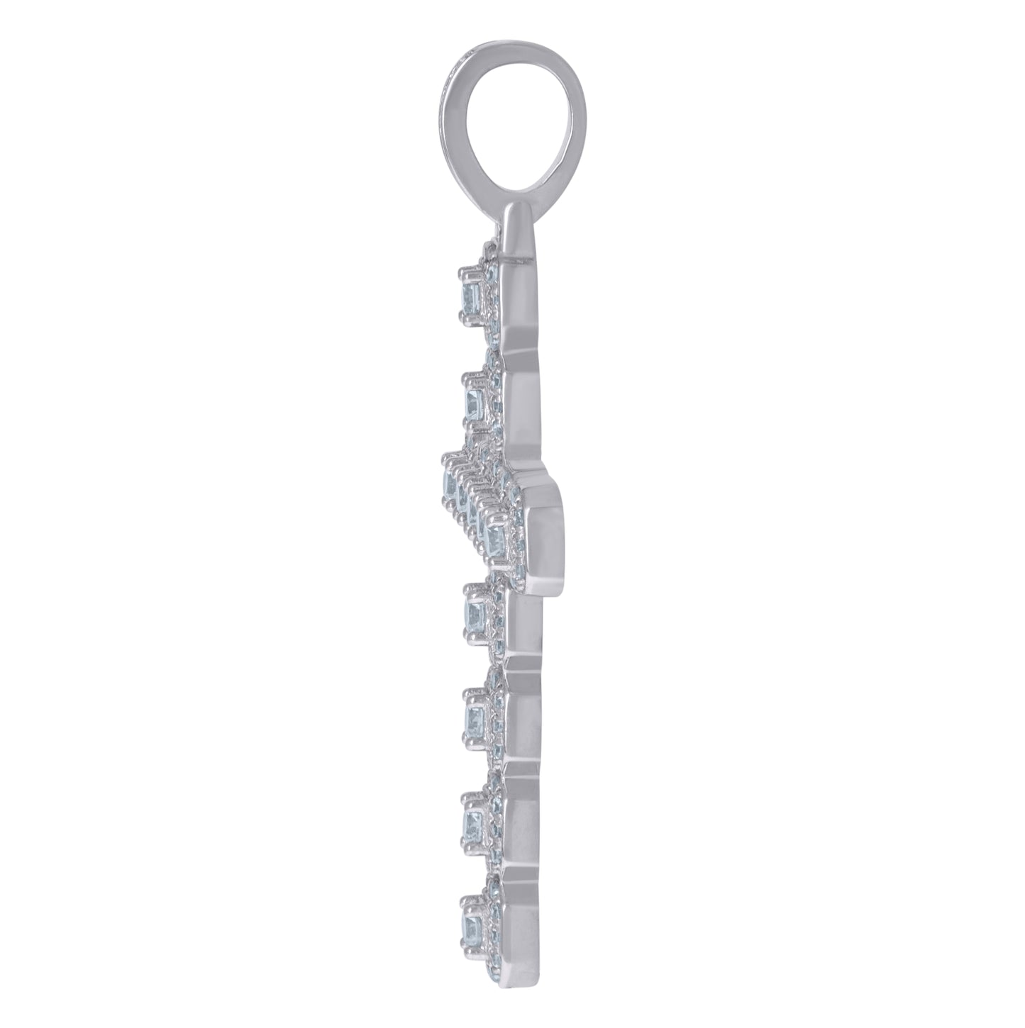Sterling Silver Mens Cubic-Zirconia Cross Religious Charm Pendant