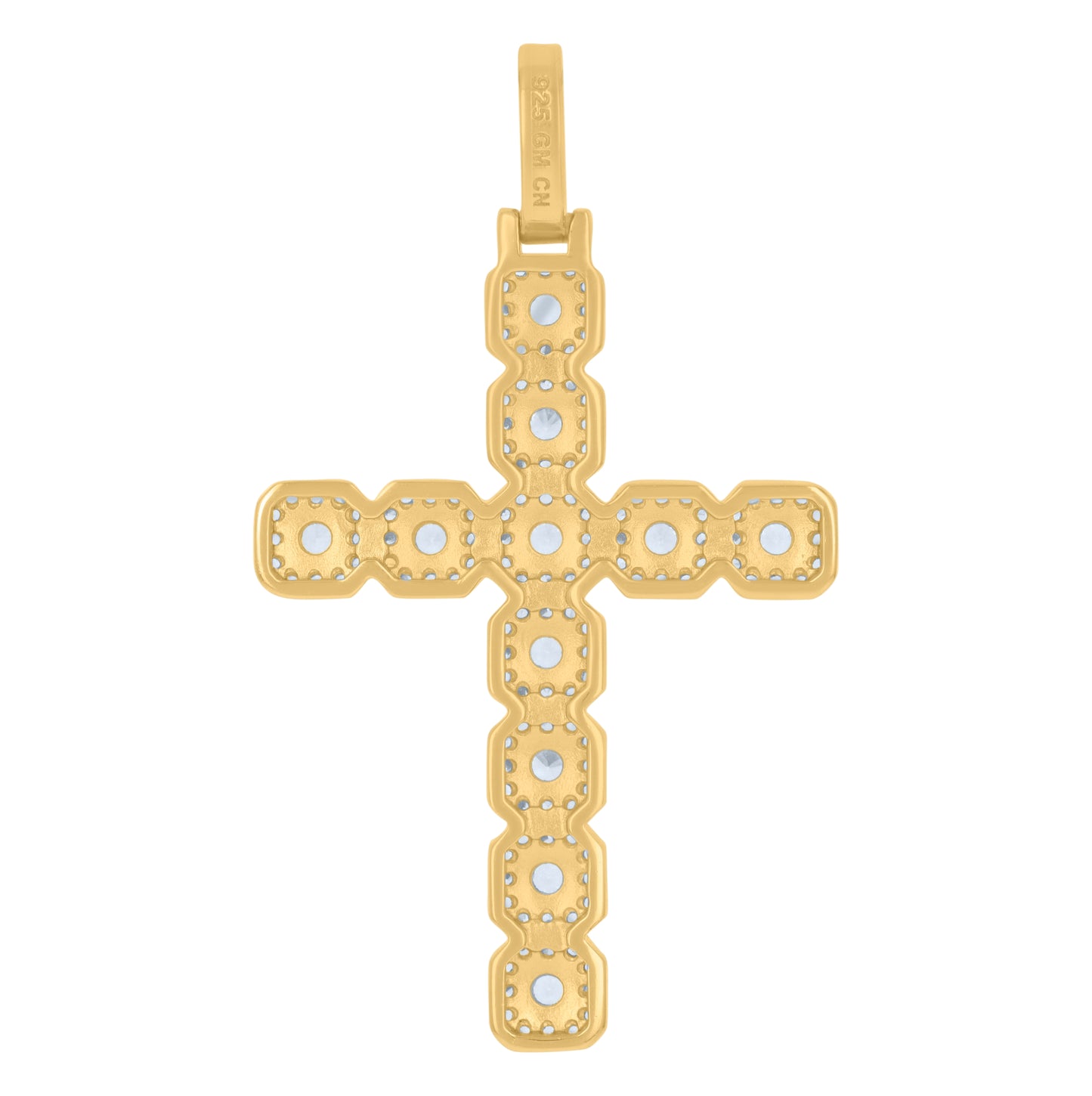 Sterling Silver Mens Cubic-Zirconia Cross Religious Charm Pendant