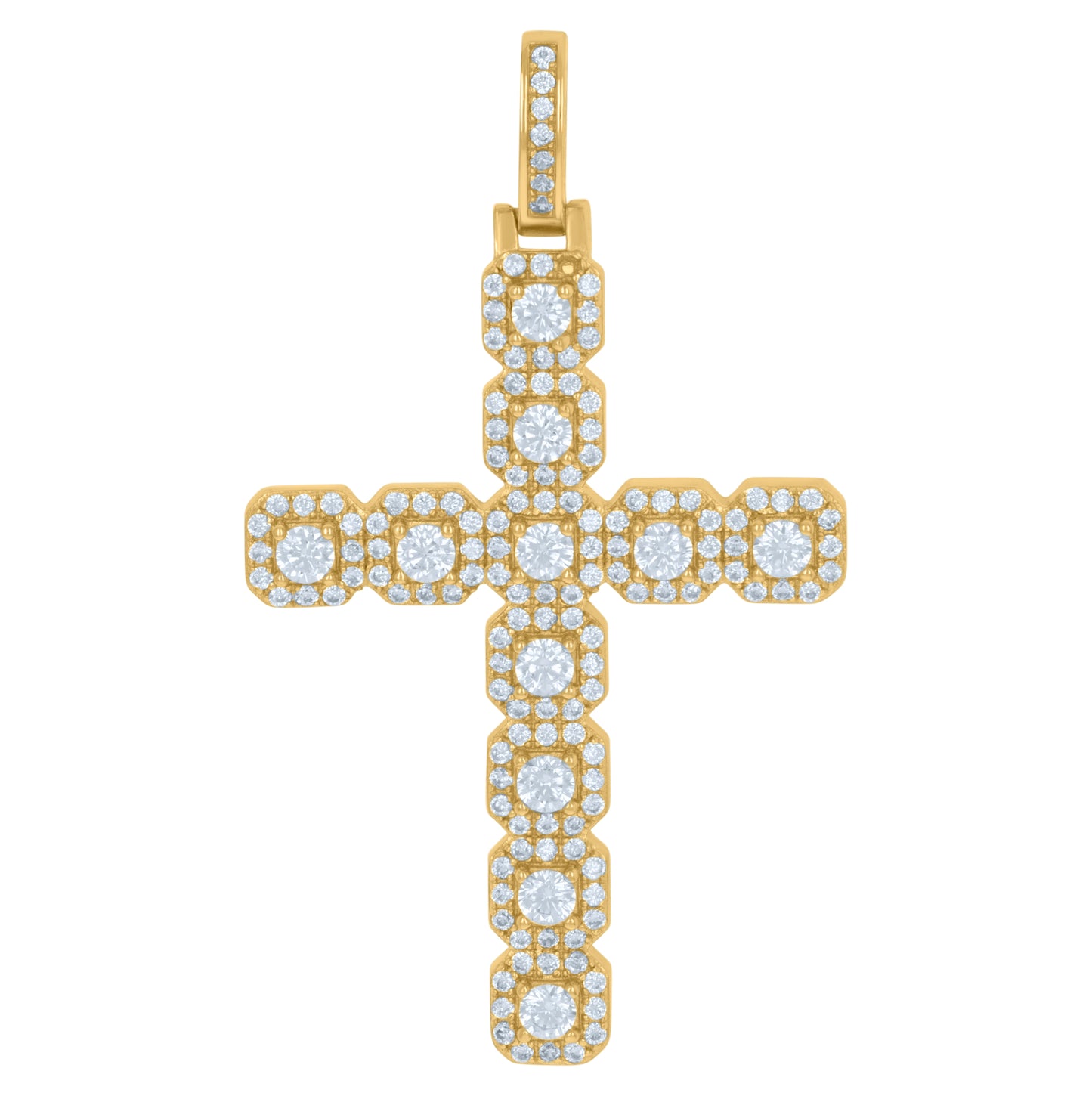 Sterling Silver Mens Cubic-Zirconia Cross Religious Charm Pendant